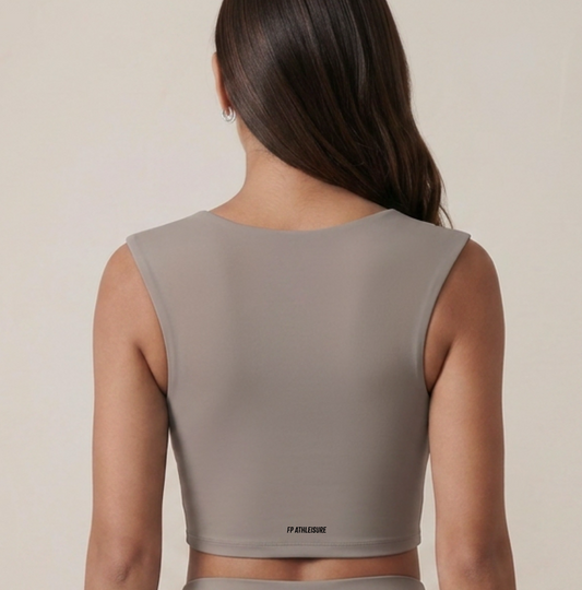 Twist V-Neck Top Brown